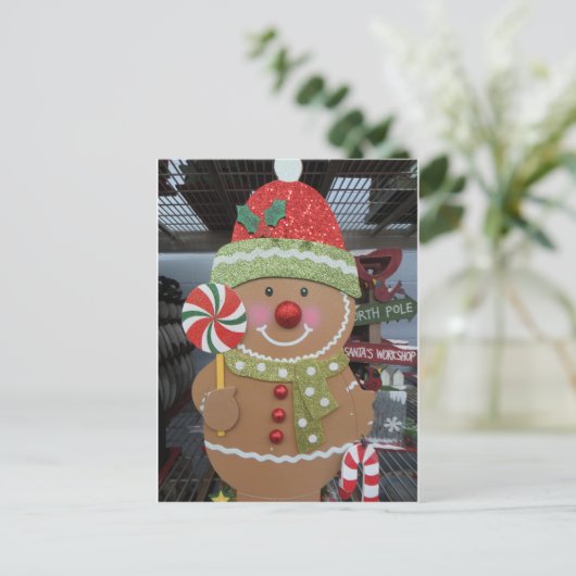 Gingerbrood Man met Lollipop Briefkaart (Staand voorkant)