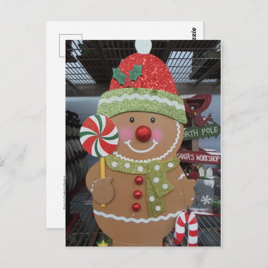 Gingerbrood Man met Lollipop Briefkaart (Voorkant / Achterkant)