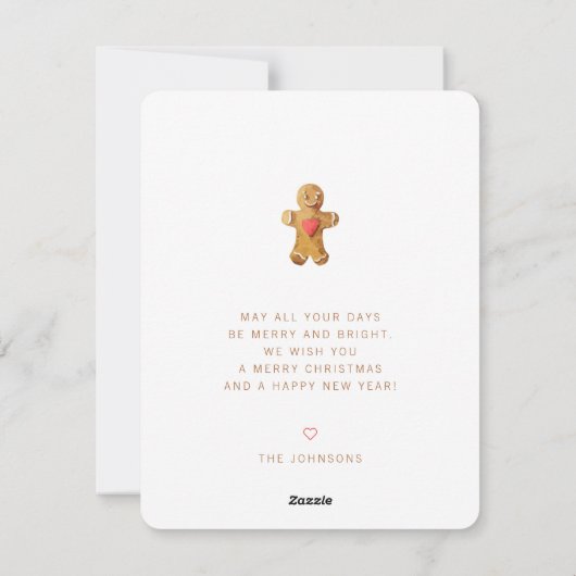 Gingerbrood-man met moderne Waterverf Feestdagenkaart (Achterkant)