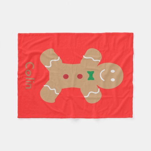 Gingerbrood Man met naam Fleece Deken (Voorkant (Horizontaal))