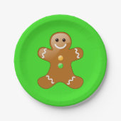 Gingerbrood Man met Oranje en groene Buttonnen Papieren Bordje (Voorkant)