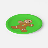 Gingerbrood Man met Oranje en groene Buttonnen Papieren Bordje (Gekanteld)