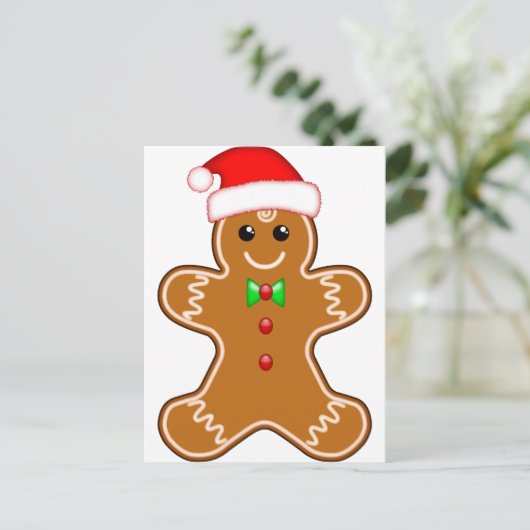 Gingerbrood man met pet briefkaart (Staand voorkant)