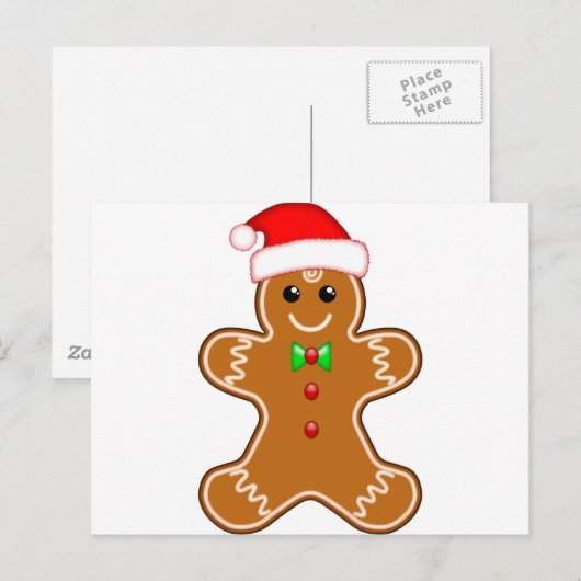 Gingerbrood man met pet briefkaart (Voorkant / Achterkant)