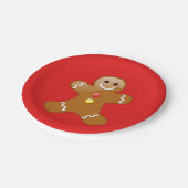 Gingerbrood Man met rode en gele Buttonnen Papieren Bordje (Gekanteld)