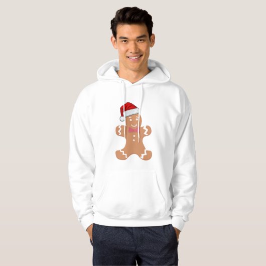 Gingerbrood Man met Santa Hat Hoodie (Voorkant volledig)