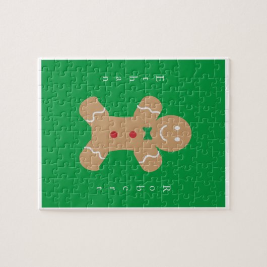 Gingerbrood Man met Vertical Custom Name Jigzaag Legpuzzel (Horizontaal)