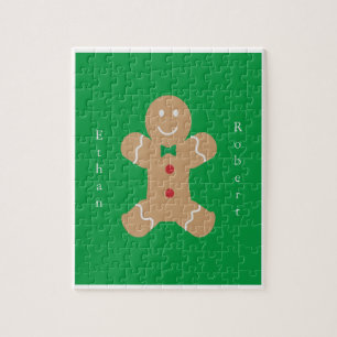 Gingerbrood Man met Vertical Custom Name Jigzaag Legpuzzel