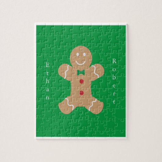Gingerbrood Man met Vertical Custom Name Jigzaag Legpuzzel (Verticaal)