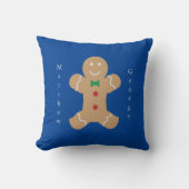 Gingerbrood Man met Verticale Aangepaste Naam Kussen (Voorkant)