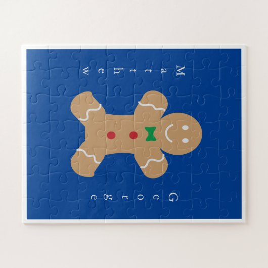 Gingerbrood Man met Verticale Aangepaste Naam Legpuzzel (Horizontaal)