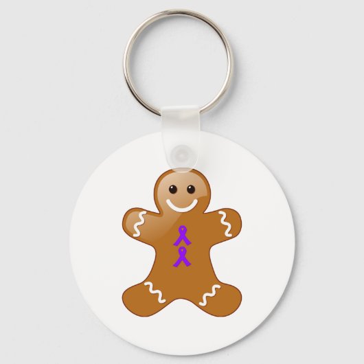 Gingerbrood Man met Violet Ribbons Sleutelhanger (Voorkant)