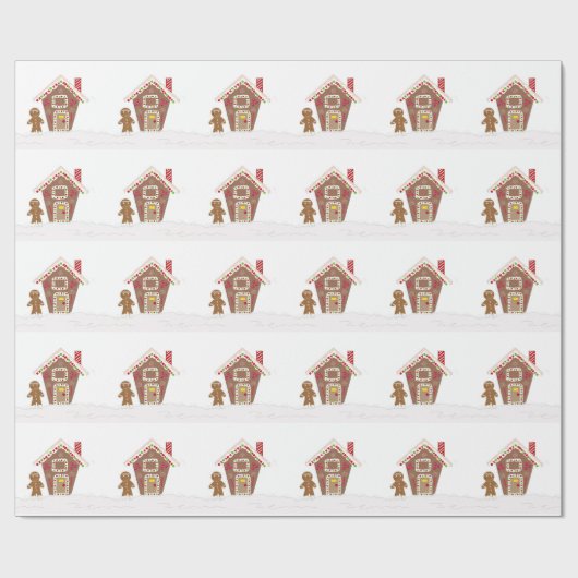 Gingerbrood Man met zijn Gingerbrood House Cadeaupapier (Vlak)