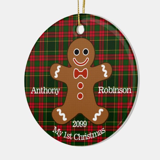 Gingerbrood Man Mijn eerste kerstversiering Keramisch Ornament (Links)