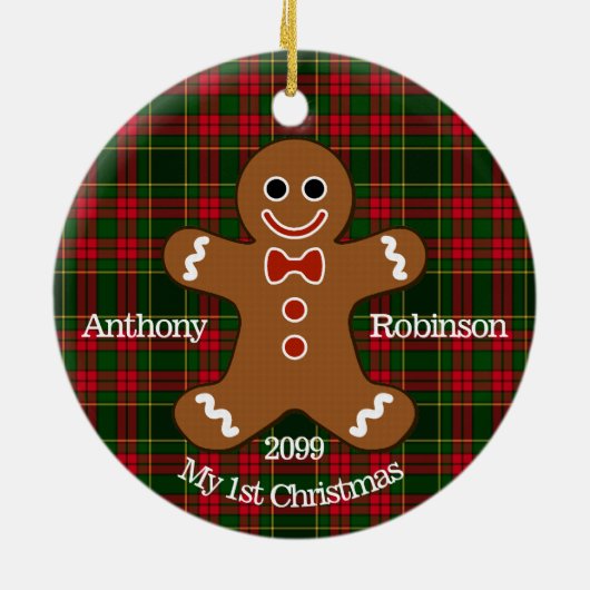 Gingerbrood Man Mijn eerste kerstversiering Keramisch Ornament (Achterkant)