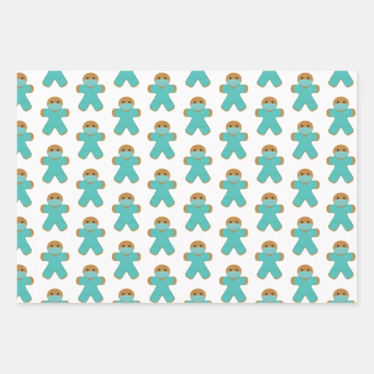 Gingerbrood Man Nurse Doctor Scrubs Inpakpapier Vel (Voorkant)