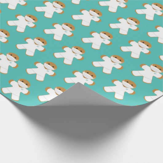 Gingerbrood Man Nurse Doctor White Scrubs Cadeaupapier (Hoek)