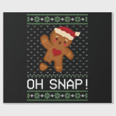 Gingerbrood Man Oh Snap Kerstmis Cadeaupapier (Vlak)