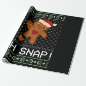 Gingerbrood Man Oh Snap Kerstmis Cadeaupapier (Uitgerold)