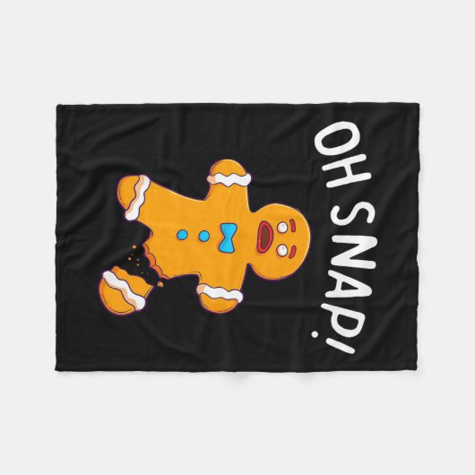 Gingerbrood Man Oh Snap Kerstmis Funny Cookie Bak Fleece Deken (Voorkant (Horizontaal))