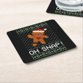 Gingerbrood Man Oh Snap Kerstmis Kartonnen Onderzetters (Schuin)