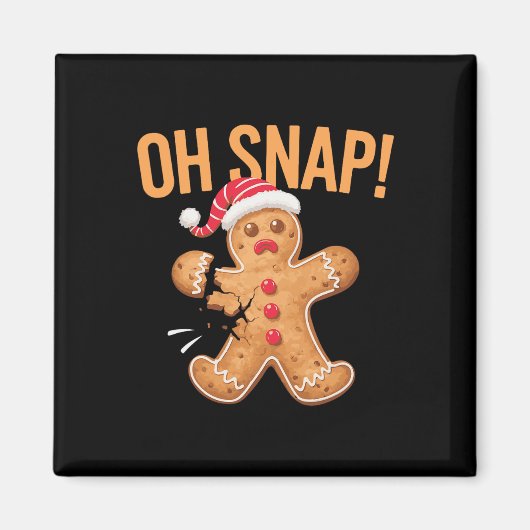 Gingerbrood Man Oh Snap Kerstmis Magneet (Voorkant)