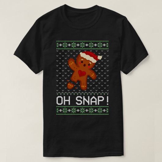 Gingerbrood Man Oh Snap Kerstmis T-shirt (Design voorkant)
