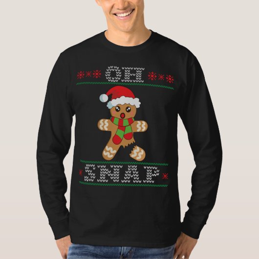 Gingerbrood Man Oh Snap-Kerstmis Ugly Sweater T-shirt (Voorkant)