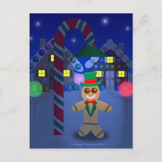 Gingerbrood Man onder Snoep Lamp Briefkaart (Voorkant)