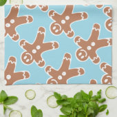 Gingerbrood Man op Blauw Theedoek (Gevouwen)