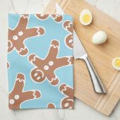 Gingerbrood Man op Blauw Theedoek (Quarter Fold)