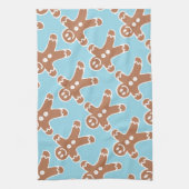 Gingerbrood Man op Blauw Theedoek (Verticaal)