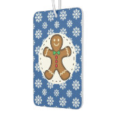 Gingerbrood Man op Blue White Snowflakes Pattern Luchtverfrisser (Links)