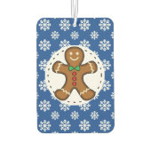 Gingerbrood Man op Blue White Snowflakes Pattern Luchtverfrisser (Achterkant)