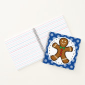 Gingerbrood Man op Blue White Snowflakes Pattern Notitieboek (Binnen)