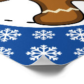 Gingerbrood Man op Blue White Snowflakes Pattern Poster (Hoek)