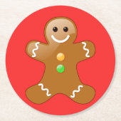 Gingerbrood Man op rood Ronde Kartonnen Onderzetter (Voorkant)