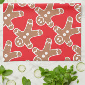 Gingerbrood Man op rood Theedoek (Gevouwen)