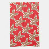 Gingerbrood Man op rood Theedoek (Verticaal)