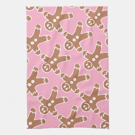 Gingerbrood Man op Roze Theedoek (Verticaal)