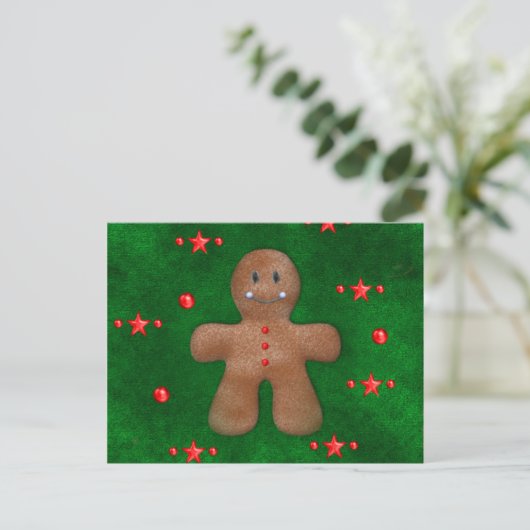 Gingerbrood Man over Groen Briefkaart (Staand voorkant)