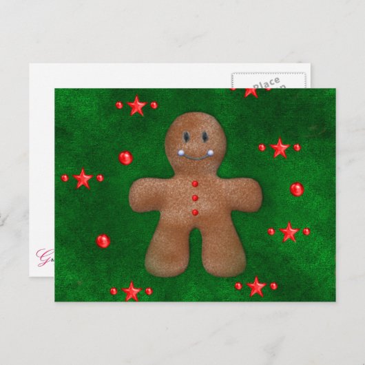 Gingerbrood Man over Groen Briefkaart (Voorkant / Achterkant)