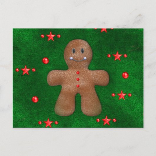 Gingerbrood Man over Groen Briefkaart (Voorkant)