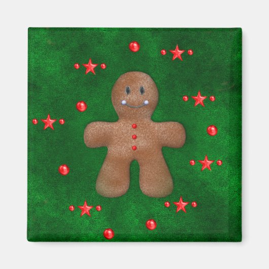 Gingerbrood Man over Groen Magneet (Voorkant)