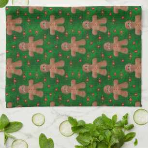 Gingerbrood Man over Groen Theedoek