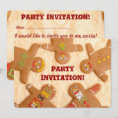 Gingerbrood Man Party Invitatation Kaart (Voorkant / Achterkant)