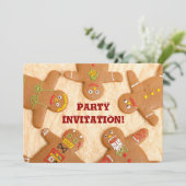 Gingerbrood Man Party Invitatation Kaart (Staand voorkant)
