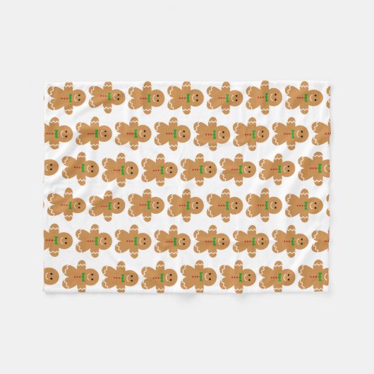 Gingerbrood Man Pattern Fleece Deken (Voorkant (Horizontaal))