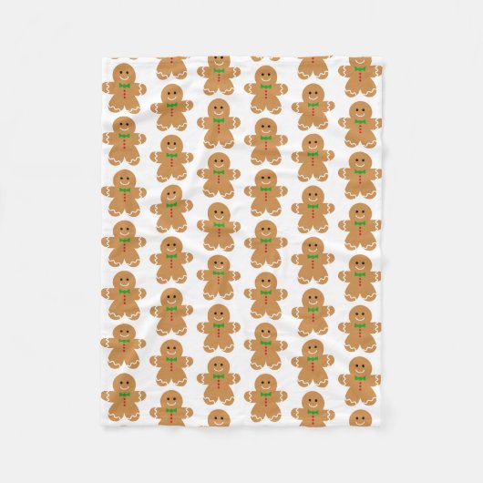 Gingerbrood Man Pattern Fleece Deken (Voorkant)