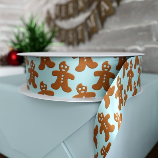 Gingerbrood Man Pattern Kerstfeestdag Satijnen Lint